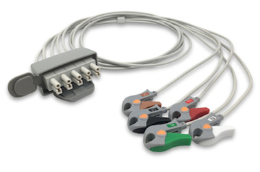 Image of Philips Replacement Tele-El TAA5-90G-A Cable - 5 Leads, Grabber, AHA, Non-OEM